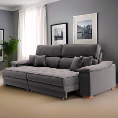 Sofá 3 Lugares Retrátil e Reclinável Raul Linho Grafite