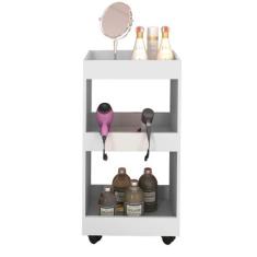 Armário Multiuso para Salão Barbearia Seul com Rodízios Branco - Mpoze