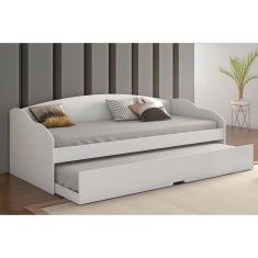 Sofá Cama Solteiro Funny III c/ Auxiliar Branco - Conquista