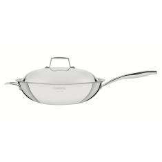 Wok em Aço Inox Corpo Triplo com Tampa e Cabo 32 cm 5,2 L Grano Tramontina