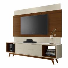 Rack Com Painel Horizon 2.2 Off White Com Natural - Moveisaqui