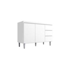 Balcão Para Pia Andreia Sem Tampo 120cm 2 PT 3 Gav - Ajl Móveis, Branc