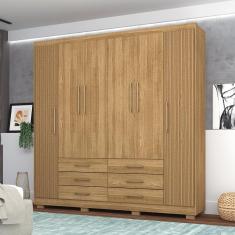 Guarda Roupa 6 Portas Nature Brisa 6 Gavetas Starex Nature Brisa MDP Vila Rica