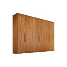Guarda Roupa Casal Robust Plus 6 Portas de Bater 8 Gavetas MDF Freijó Cumaru Móveis Novo Horizonte