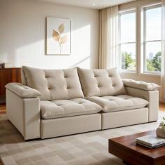 Sofa Retrátil e Reclinável 5 Lugares 290cm Espanha Veludo - Celflex