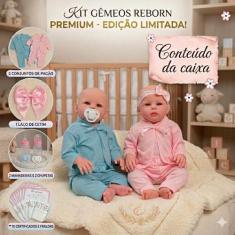 Boneco Reborn Realista Gêmeos Recém Nascidos Pode Dar Banho - Cegonha 