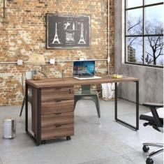 Conjunto Home Office com Mesa para Computador e Gaveteiro Volante Espresso Móveis Noga/Preto