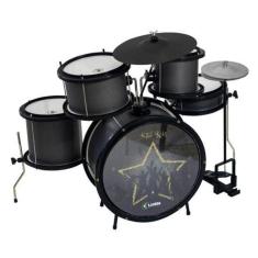Bateria Infantil Star Kids 6/8 Pol. Preta - Inclui Banco