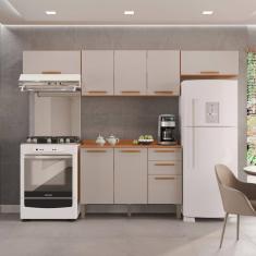 Cozinha Compacta 4 Peças 8 Portas 2 Gavetas Bella Cinamomo/Off White