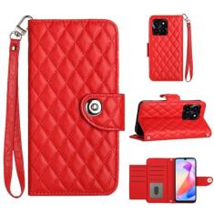 Para Honor X6a, capa carteira com alça de pulso, capa flip de couro de encaixe magnético com 7 cartões e 1 compartimento para dinheiro, suporte feminino presente capa de telefone para Honor X6A 4G