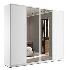 Guarda Roupa Casal com Espelho 4 Portas de Correr 6 Gavetas Zermatt RR Móveis