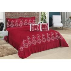Kit Cobre Leito Casal Super King Amore 07 Peças Bordado Colcha - Verme