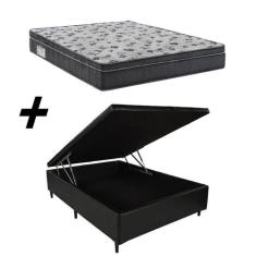 Cama Box Baú Casal + Colchão Ortobom Iso 1.0.0 Ortopillow D33 68x138x1