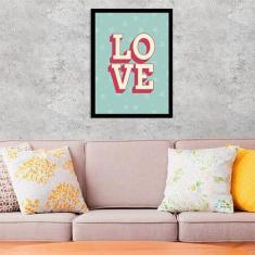 Quadro Decorativo Love Fundo Verde 45x34cm - Quadros On-line, A3 (45 x