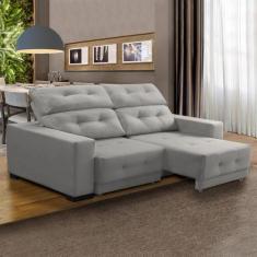 Sofá Retrátil Compact 210 Cm Reclinável Mola Bonnel Espuma D26 Suede C