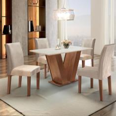 Conjunto Sala de Jantar Mesa Tampo Mdf 4 Cadeiras Espanha Yescasa