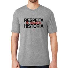 Camiseta Respeita a minha História - Foca na Moda, Cinza, GG