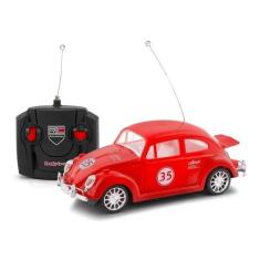 Carrinho Brinquedo Fusquinha De Controle Remoto Infantil  Acende Farol