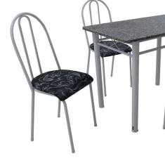 Conjunto de Mesa Genebra com 4 Cadeiras Alicante Branco Liso e Preto F