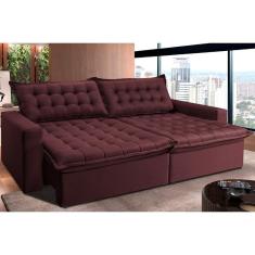 Sofá Retrátil Reclinável E Cama 2,75m Cama Inbox Flex Suede Velusoft Vinho