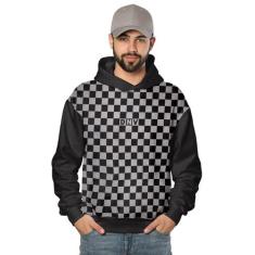 Casaco de Moletom Xadrez Di Nuevo Blocos Trap Style, Preto, P