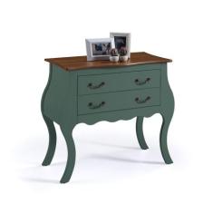 Cômoda Bombê com 2 Gavetas 1007 Linz Móveis - Verde Musgo/Imbuia Glaze
