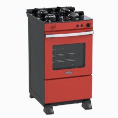 Fogao 4 Bocas Venax Gaudi Vetro Vitreo Vermelho Gas Glp
