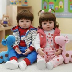 Bebê Reborn Gêmeos Corpo 100% Silicone Pode dar Banho - NEW HAPPY