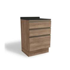 Balcão De Cozinha Maxxi G743 3 Gavetas C-tampo 60cm Nogal-preto Brilho - Kappesberg