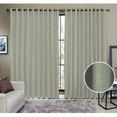 Cortina Tecido Rustico 6,00M x 2,40M Semi Blackout Verde Oliva Para Varão Simples