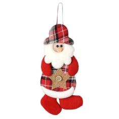 Enfeite Pendente Árvore Natal Papai Noel Xadrez 17cm