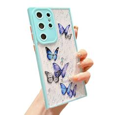 SUYACS Capa para Samsung Galaxy S23 Ultra, S23 Ultra Capas Fofas para Mulheres Galaxy S23 Ultra Glitter com Borboleta TPU Macio Transparente Brilhante Proteção de Lente À Prova de Choque S23 Ultra