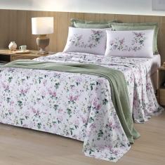 Jogo de Cama Queen 4 Peças Lençol com Elástico 100% Algodão Percal 180 Fios 158x198x35cm Dohler - Emcompre