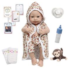 Boneco Reborn Bebê Carequinha Saída De Banho Macaquinho - Cegonha Rebo