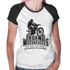 Baby Look Raglan Legend Motorcycle - Foca na Moda, Branco, Preto, P