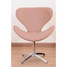 Poltrona Decorativa Swan Pé Giratório de Alumínio - Squadra Decor, Ros