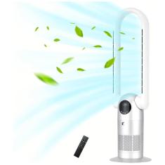 Ventilador de Torre, Sem Hélice e Purificador HEPA, Oscilação 90°, Controle Remoto, Cabeça Inclinável, Timer, AC68P Ocean Loong,Prata