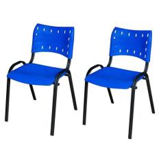 Kit 2 Cadeiras Iso Fixa Empilhável Tubular Igreja Escritório Sorveteri