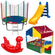 Cama Elástica Pula Pula 1,83m Piscina de Bolinhas 1,00m Quadrada Escor