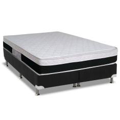 Cama Box Queen: Colchão Molas Ensacadas Luckspuma Masterpocket Roma + Base Crc Suede Black(158X198)