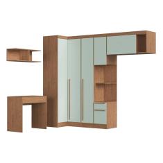 Guarda-roupa Solteiro Modulado 6 Peças Infinity Cedro/Pistache