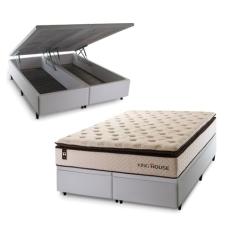 Conjunto Box Baú Branco Quartzo Bege 158x198x78 c/Molas Ensacadas