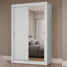 Guarda Roupa Solteiro Milano 2 Portas de Correr 0 Gavetas MDP com Espelho Branco Madesa