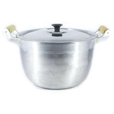 Caldeirão Alumínio Fundido Polido Alça de Madeira 32cm