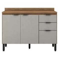 Balcão de Cozinha Firenze com Tampo 120 cm Amêndola Touch Nude Prime Tx - Demóbile