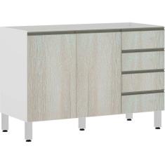 Balcão De Pia Sem Tamp 120cm Branco Com Legno Crema