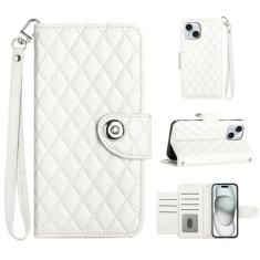 Para iPhone 15 Plus, capa carteira com alça de pulso, capa flip de couro com fecho magnético com 7 cartões e 1 compartimento para dinheiro, suporte feminino presente capa de telefone para Apple iPhone