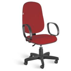 Cadeira Presidente Giratória Braços Tecido Vermelho - Shopcadeiras