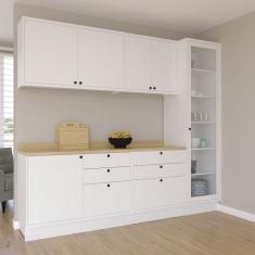 Cozinha Compacta 5 Peças 6 Portas 6 Gavetas Sevilha Branco/Carvalho