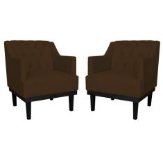 Kit 02 Poltronas Decorativa Clássica Base em Madeira Suede Cores - DS 